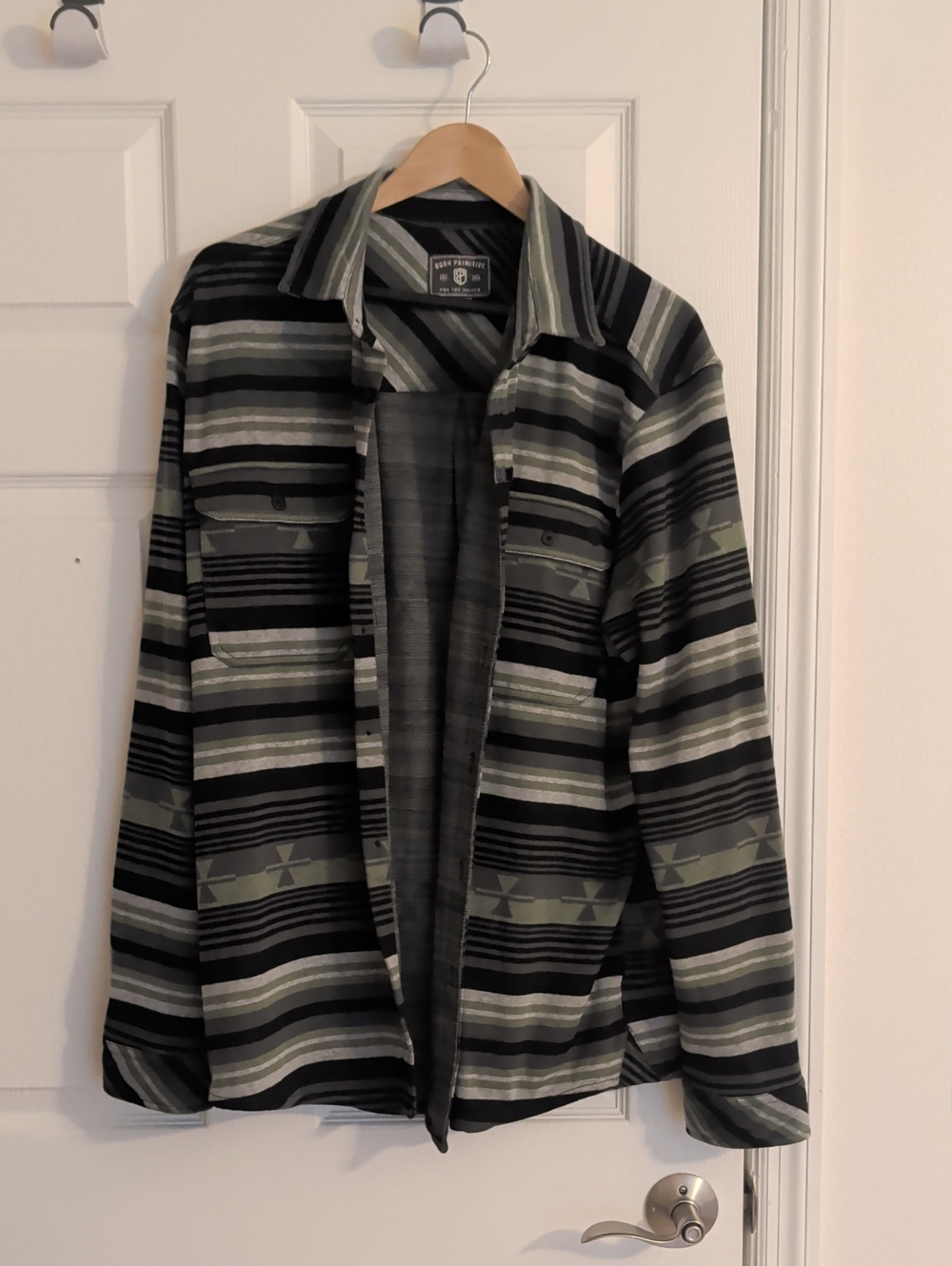 Born Primitive Men’s Black & Cream Striped Shirt Jacket